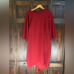 Boohoo Deep Red Long‎ Sleeve Dress